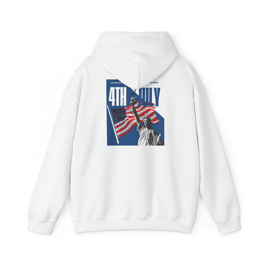 POV It's July USA flag map Hoodie | 4th of July Statue of Liberty back print