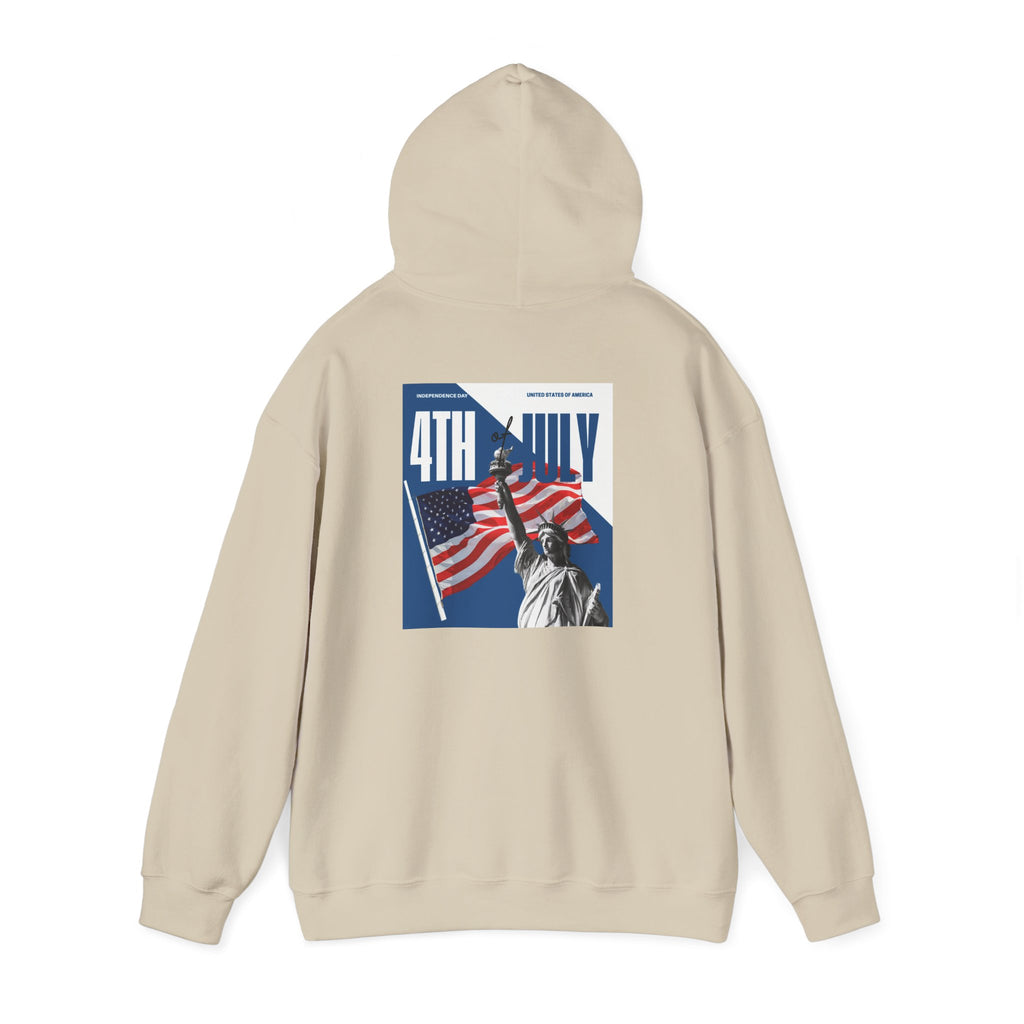 POV It's July USA flag map Hoodie | 4th of July Statue of Liberty back print