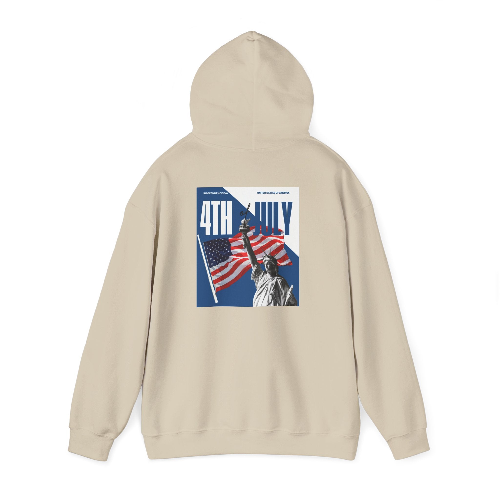 POV It's July USA flag map Hoodie | 4th of July Statue of Liberty back print